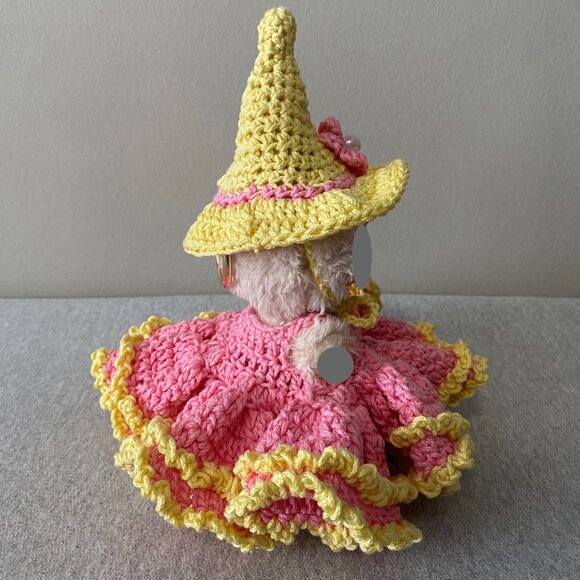 Handmade Crochet Pink Yellow Gown Fairy Witch Outfit for 17cm Doll 2-Piece Set - Picture 2 of 8